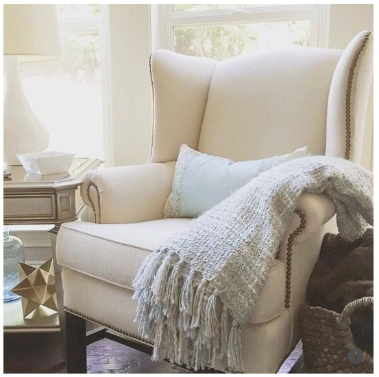 Cozy White Chair With Throw - White After Labor Day - Decorating