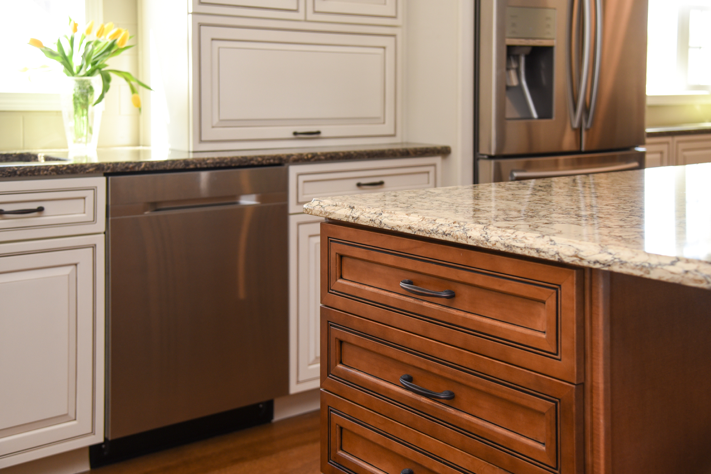 2 Different Cabinet Finishes - Ways to Update your Kitchen - Details Full Service Interiors 
