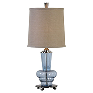 Blue Glass Lamp - Details Full Service Interiors - Interior Decorator in Monson