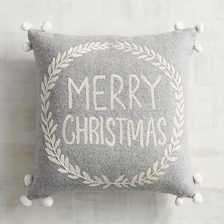 Gray Christmas Holiday Pillow - Details Full Service Interiors - Monson Interior Decorator