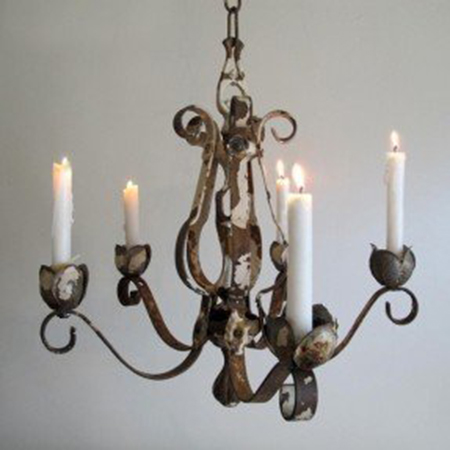 Outdoor candle schandeliers - Shabby iron candle chandelier - Details Full Service Interiors - Interior Design in MA
