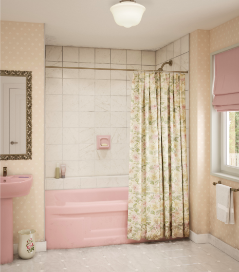 Pink Bathroom Before Steam Shower