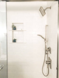 Tile Shower With Stainless Fixtures - Bathroom Remodel - Somers Connecticut - Details Interiors