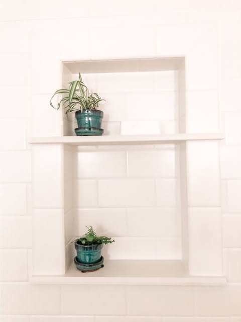 White subway tile wall niche - Behind the scenes of a bathroom remodel in Connecticut