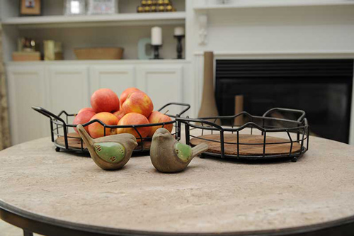 Coffee Table - Peaches - Birds - Wire Baskets - Furniture You Need to Have in Western MA - Interior Design in Massachusetts