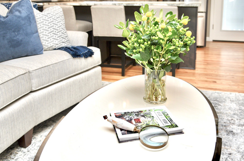 White coffee table - Family room - The best way to accessorize for a room you'll never want to leave - Monson Massachusetts - Details Interiors
