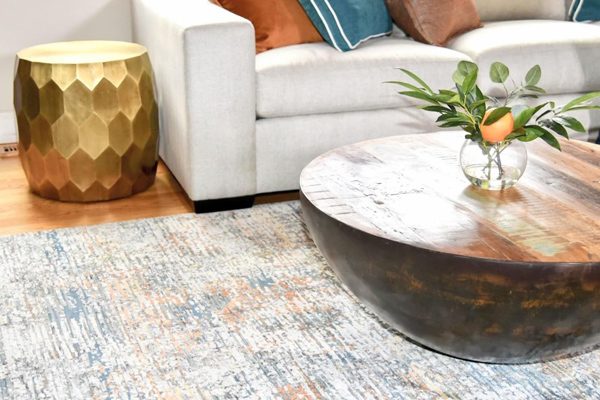 Gold End table - Chic Living Room - Interior Decorator in Massachusetts