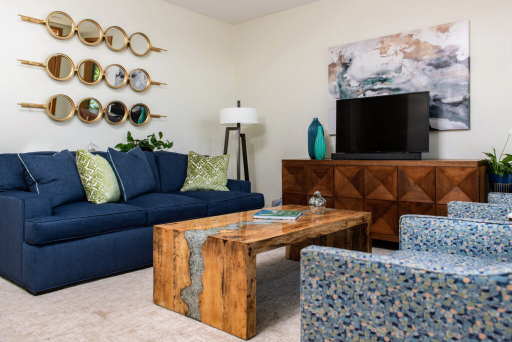 Blue Living Room Design - Interior Decorating in Massachusetts